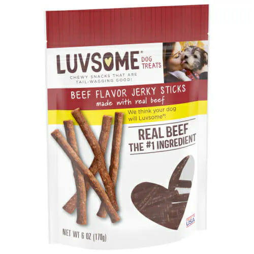 Luvsome Dog Treats Beef Flavor Jerky Sticks